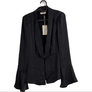 Ramy Brook Silk charmeuse Kamala  bell sleeve tux lapel jacket blazer